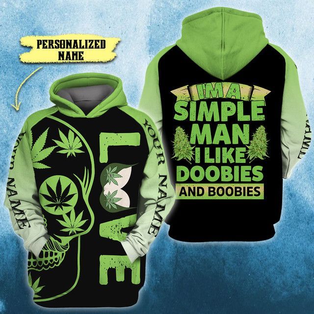 I'm A Simple-Man I Like Doobies and Boobies Skull 3D All Over Printed hoodie