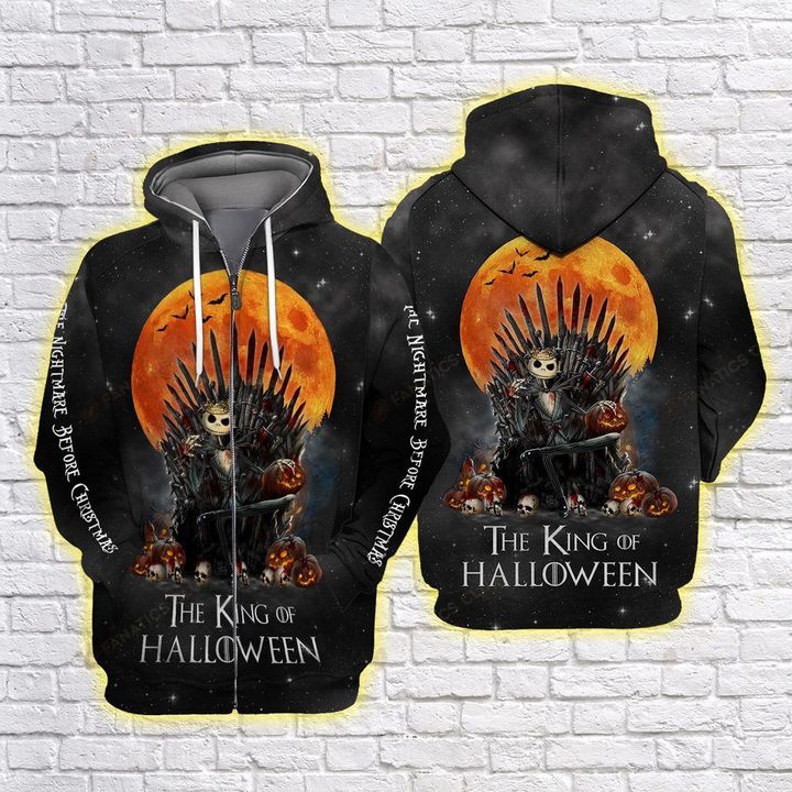 Jack Skellington The king of halloween 3D All over print zip hoodie