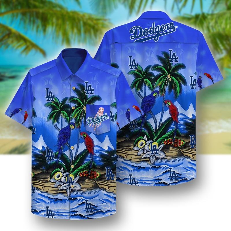 Los angeles dodgers beach parrots hawaiian shirt