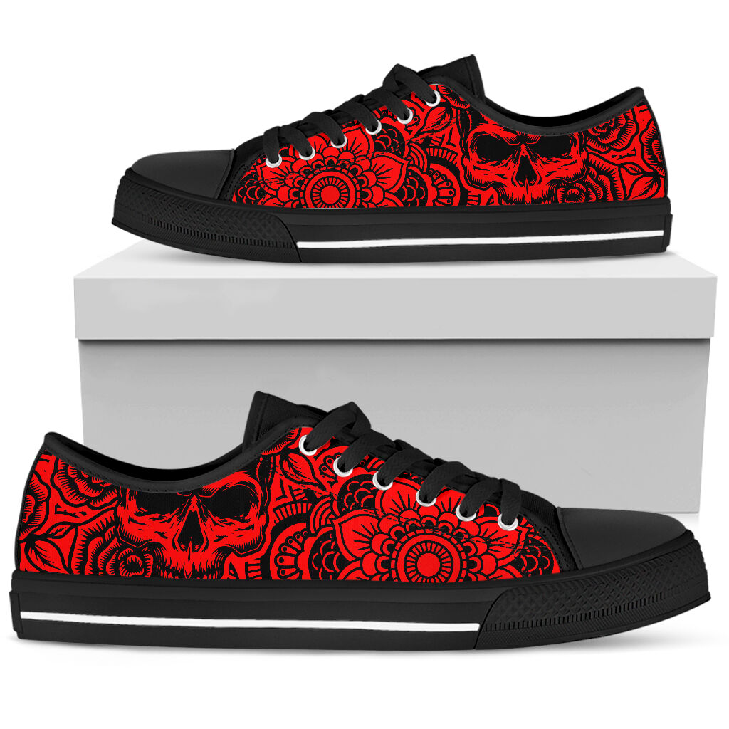 Mandala and skull inspired low top shoes 2