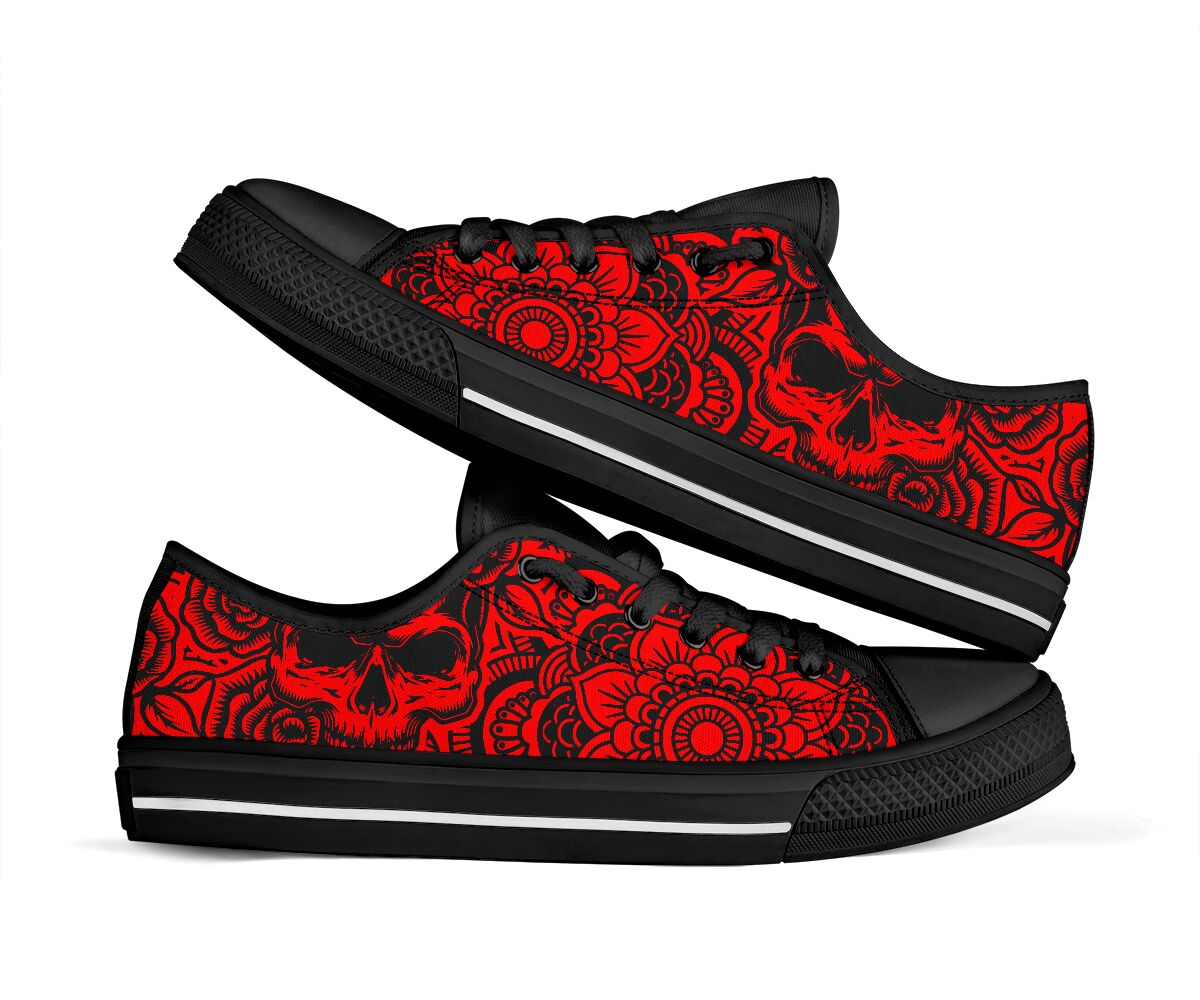 Mandala and skull inspired low top shoes 3