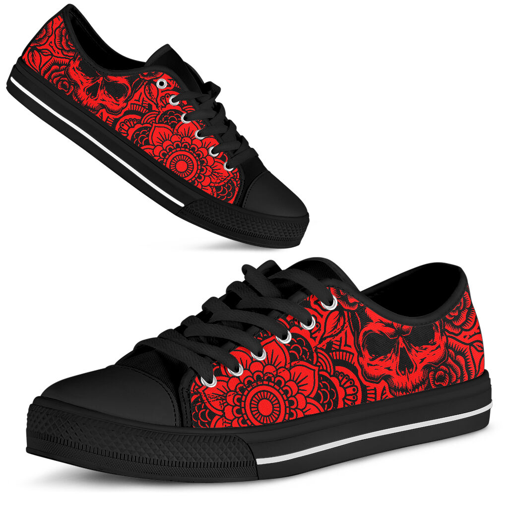 Mandala and skull inspired low top shoes