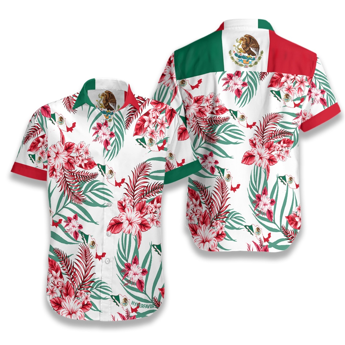 Mexico flag tropical hawaiian shirt