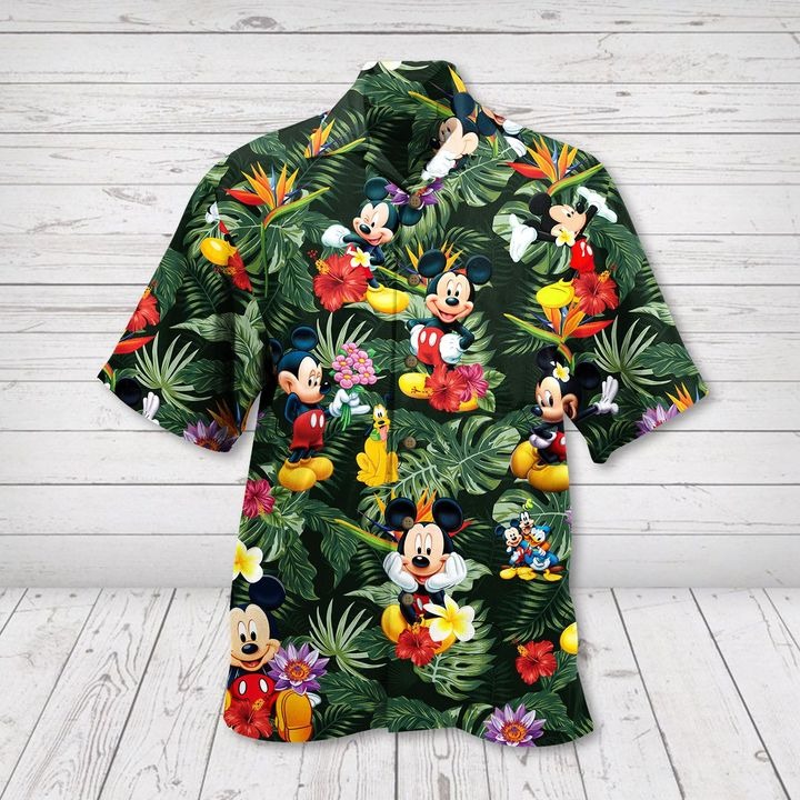 Mickey mouse hibicus hawaiian shirt