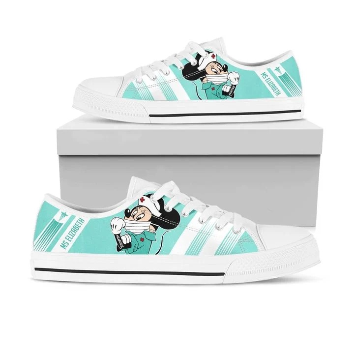 Minnie nurse personalize custom name low top shoes 1