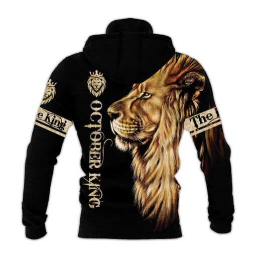 October king lion 3d hoodie