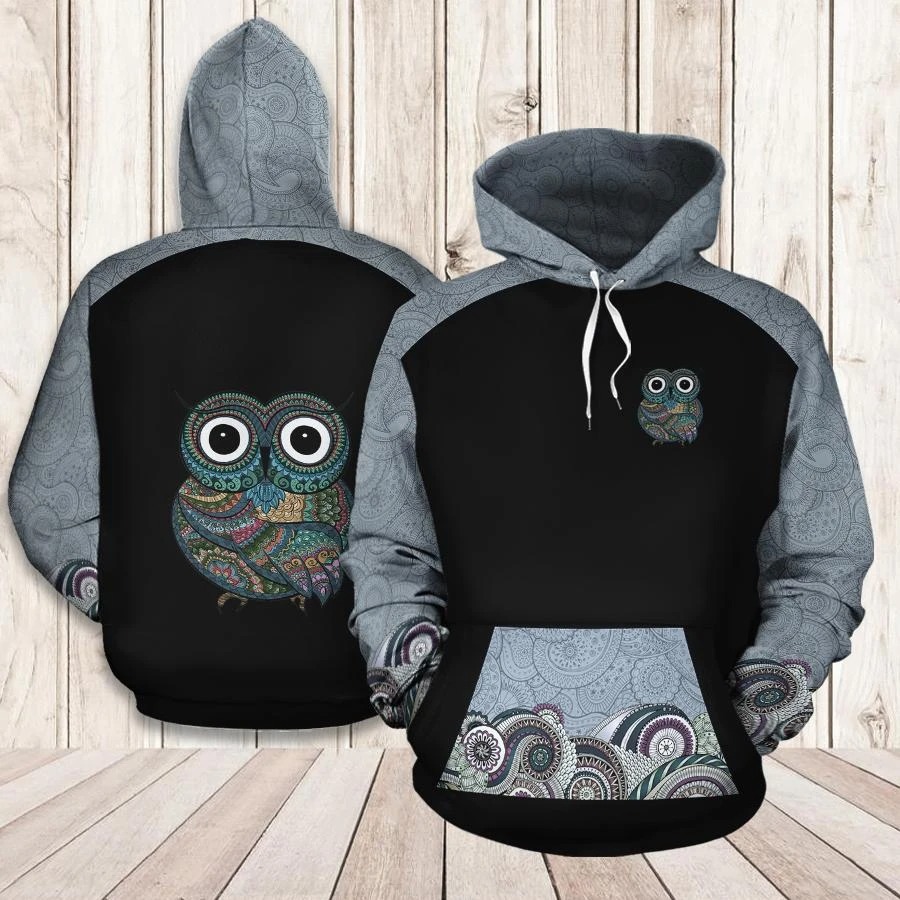 Owl pattern 3d hoodie and legging3