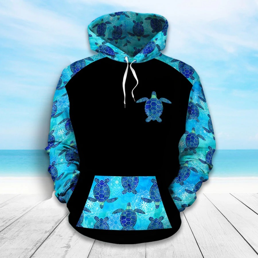 Sea turtles pattern 3D hoodie