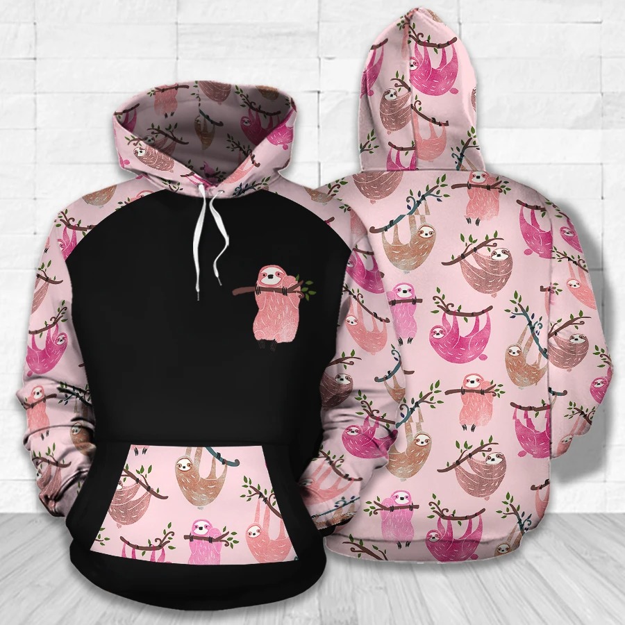 Sloth pink pattern 3D hoodie