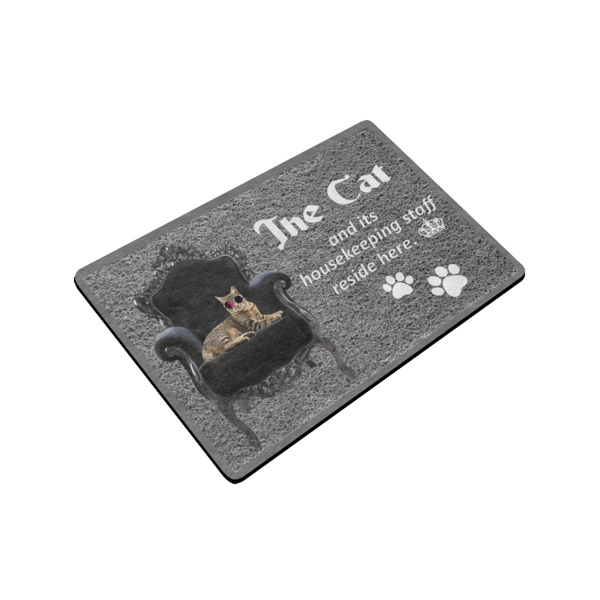 The cat and its housekeeping staff reside here doormat-2