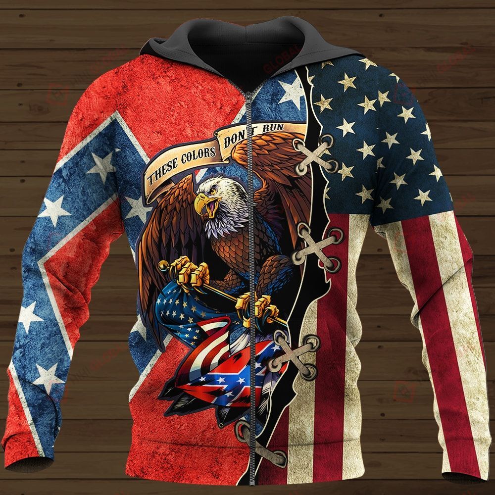These colors Don't run They reload Confederate flag 3D All Over Printed Zip Hoodie