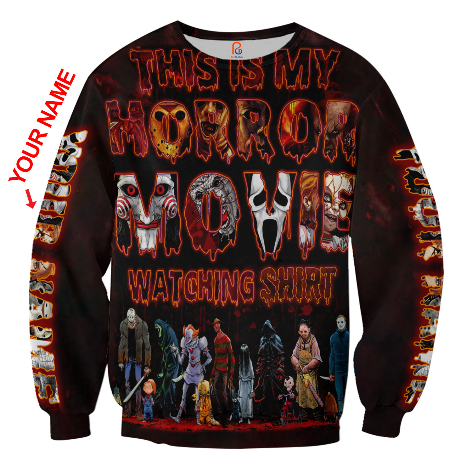 This Is My Horror Movie Watching Shirt Custom Name 3D All Over Printed Sweatshirt