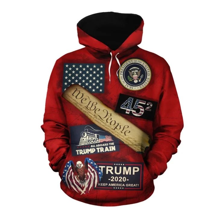 Trump mage we the people all aboard the trump train 3d all over hoodie 1