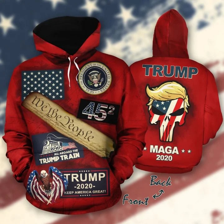 Trump mage we the people all aboard the trump train 3d all over hoodie