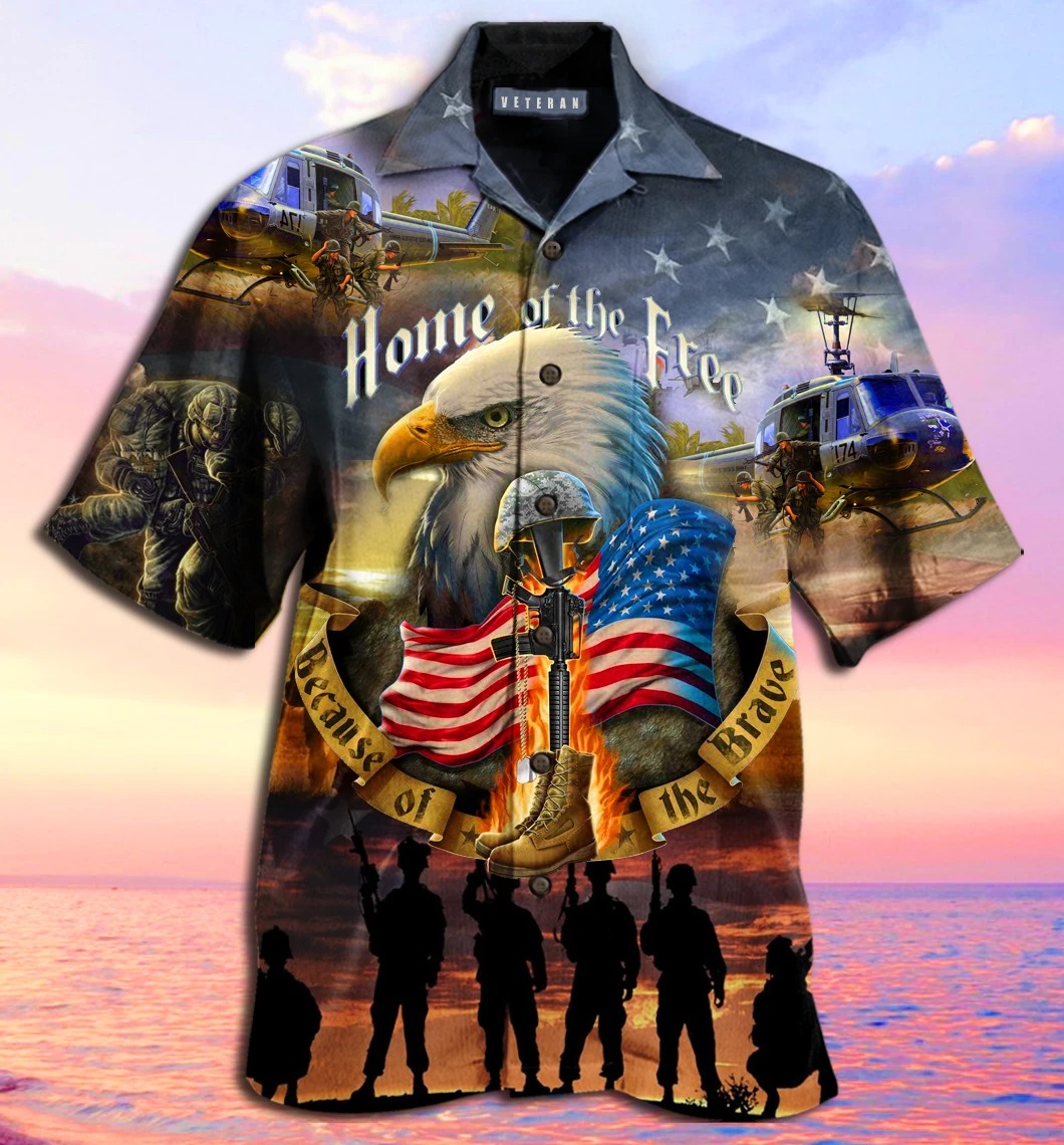Veteran eagle home of the free unisex hawaiian shirt – Hothot 080920
