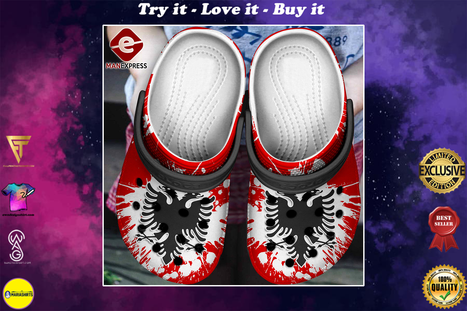[special edition] albania flag crocs shoes – maria