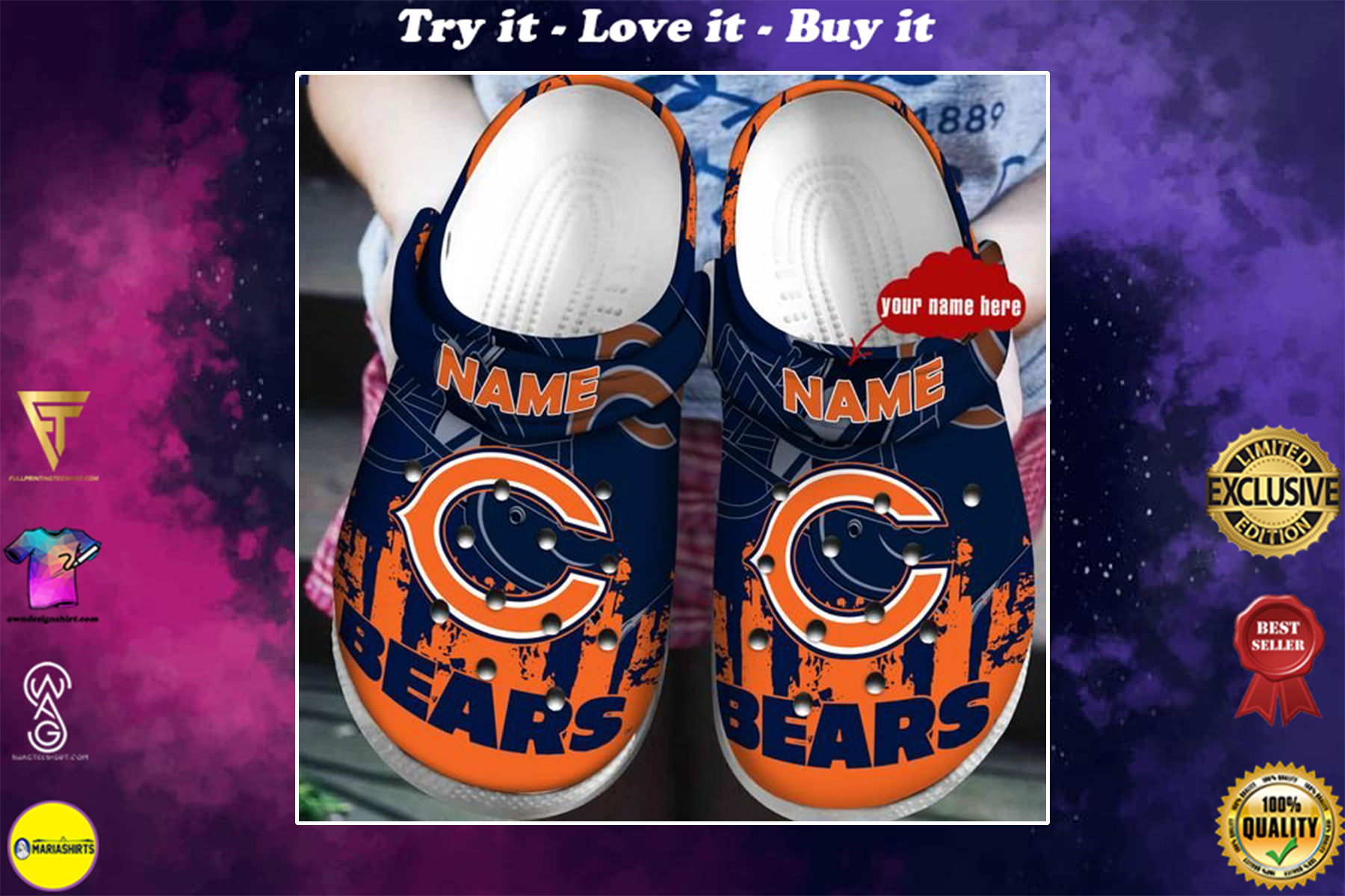[special edition] crocs custom name chicago bears football team clog – maria