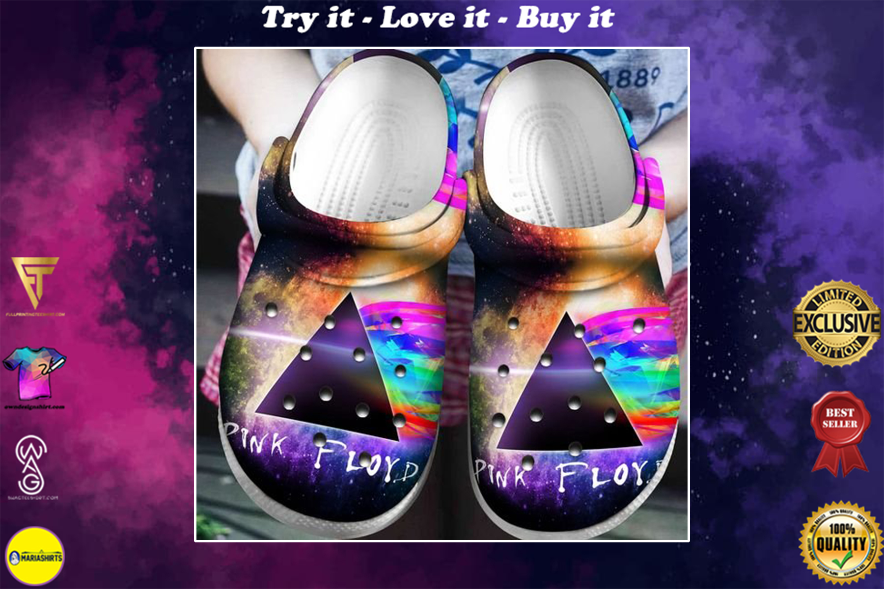 [special edition] crocs pink floyd the dark side of the moon clog – maria