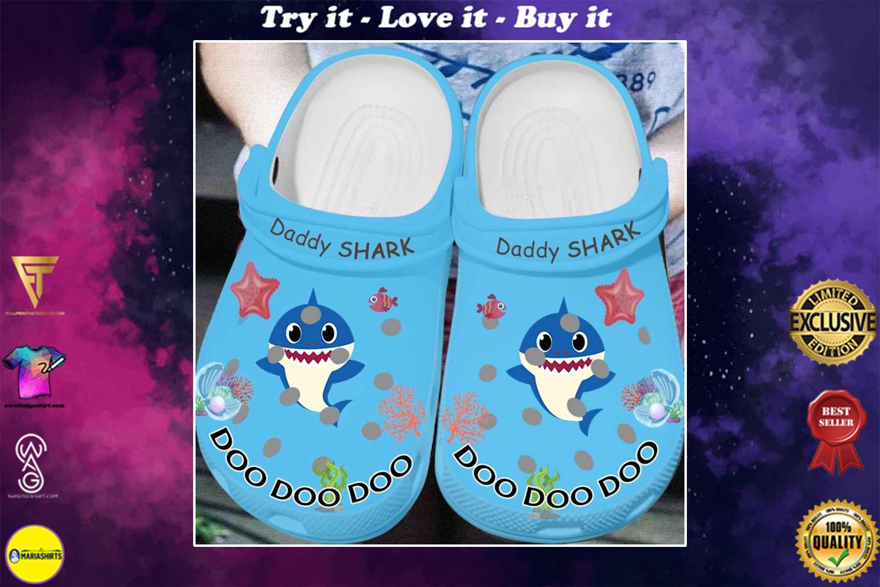 [special edition] daddy shark doo doo doo crocs shoes – maria