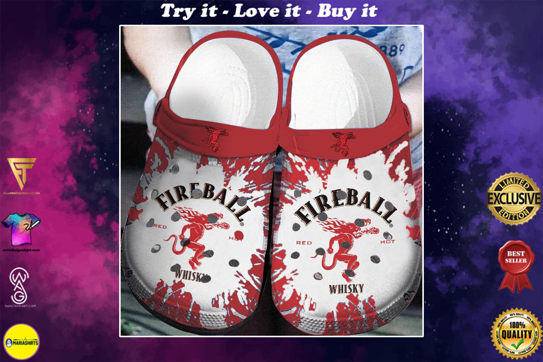 [special edition] fireball cinnamon whisky crocs shoes – maria
