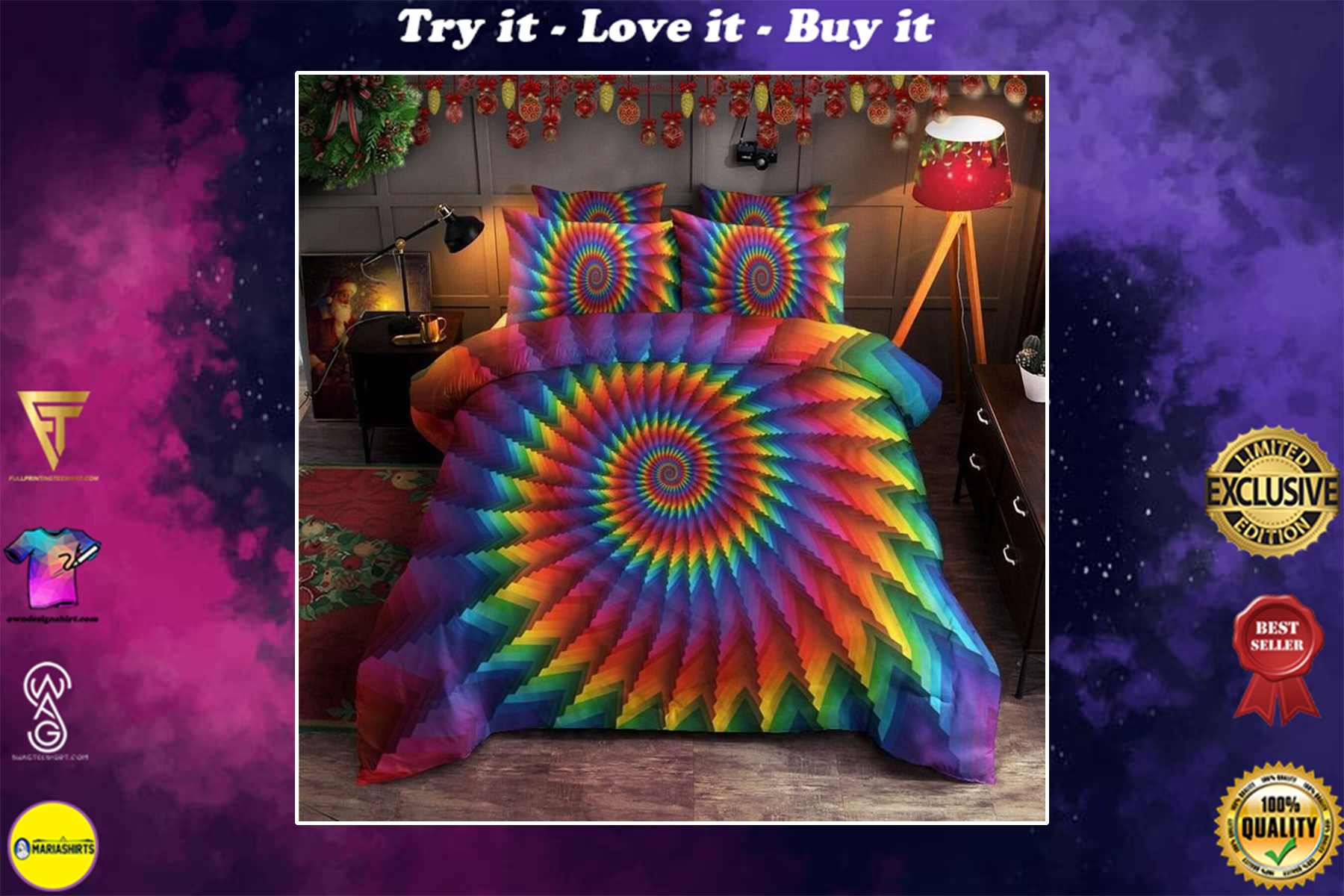 hippie tie dye bedding set