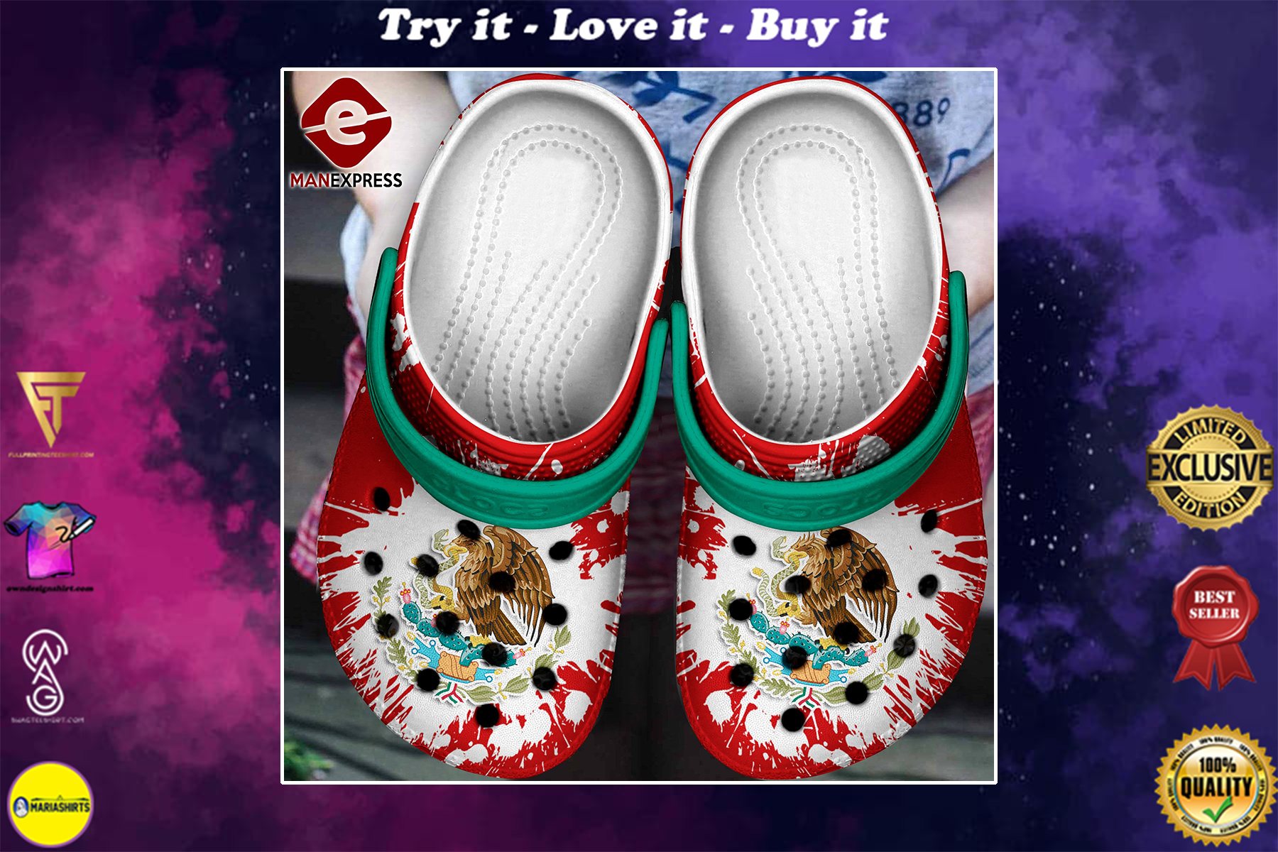 [special edition] mexico flag crocs shoes – maria