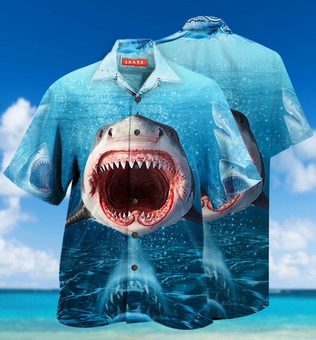 show your teeth shark full printing hawaiian shirt 1