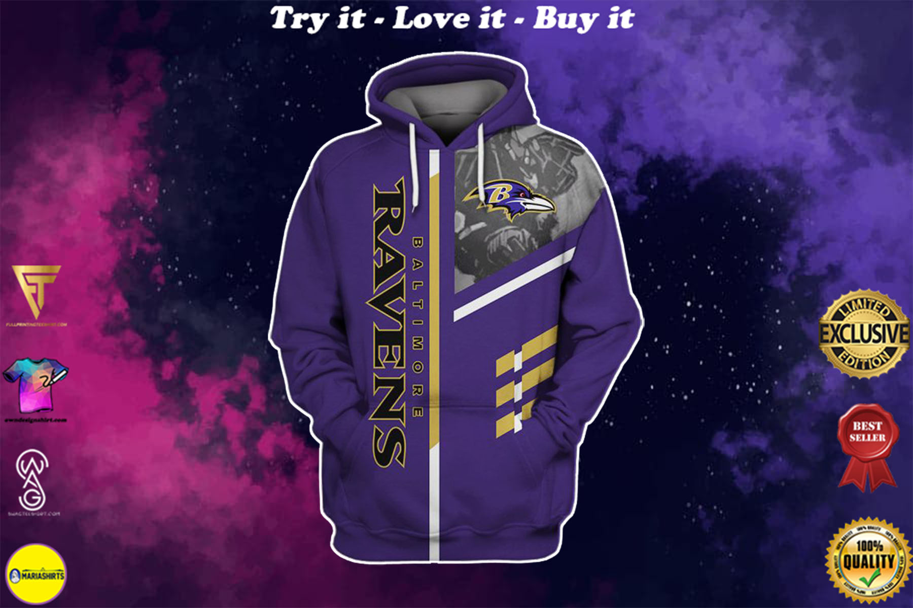 [special edition] the baltimore ravens team full over printed shirt – maria
