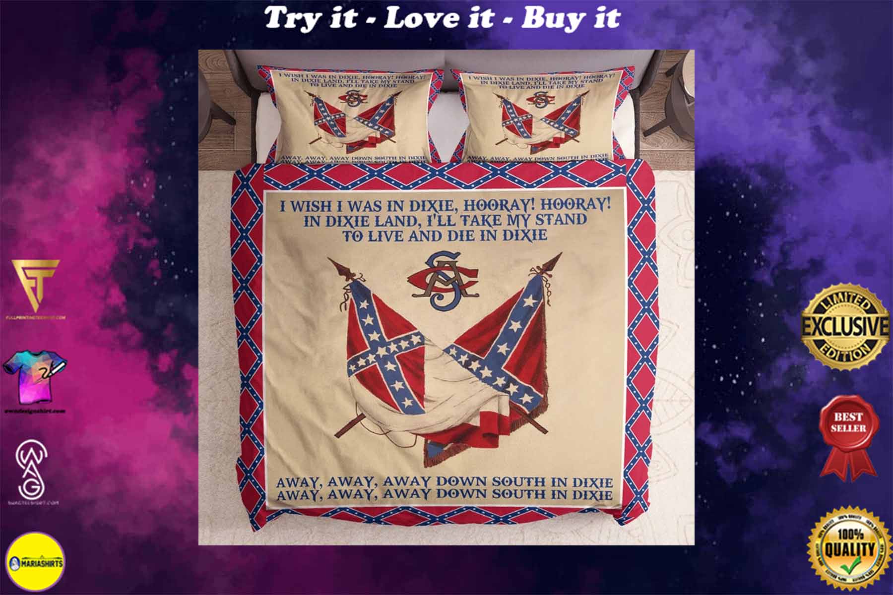the flags of the confederate states of america dixie lyrics bedding set