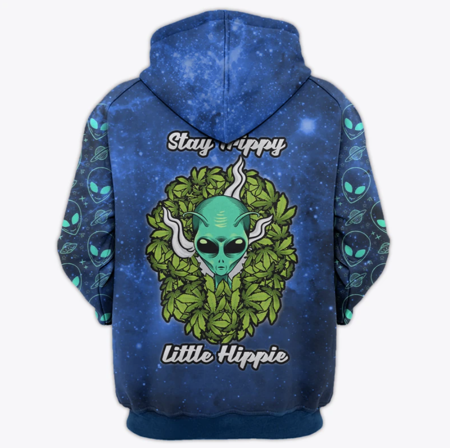 Alien stay trippy little hippie all over printed 3D hoodie 1