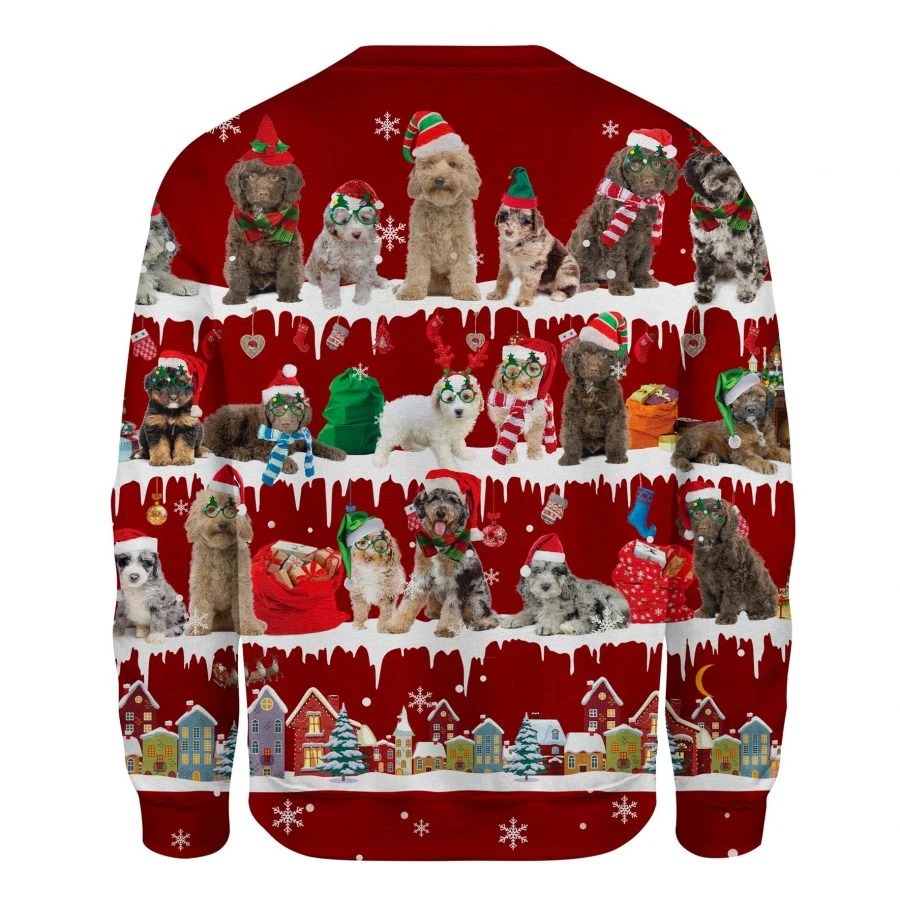 Aussiedoodle Dog snow christmas ugly sweater 2