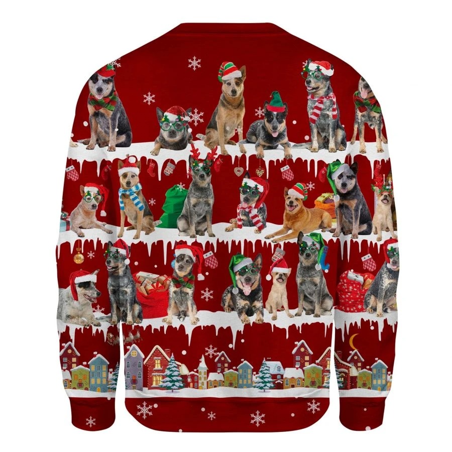 Australian Cattle Dog snow christmas ugly sweater 2