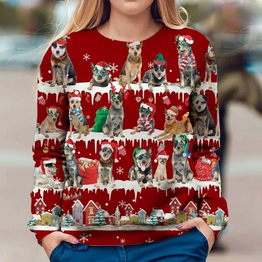 Australian Cattle Dog snow christmas ugly sweater
