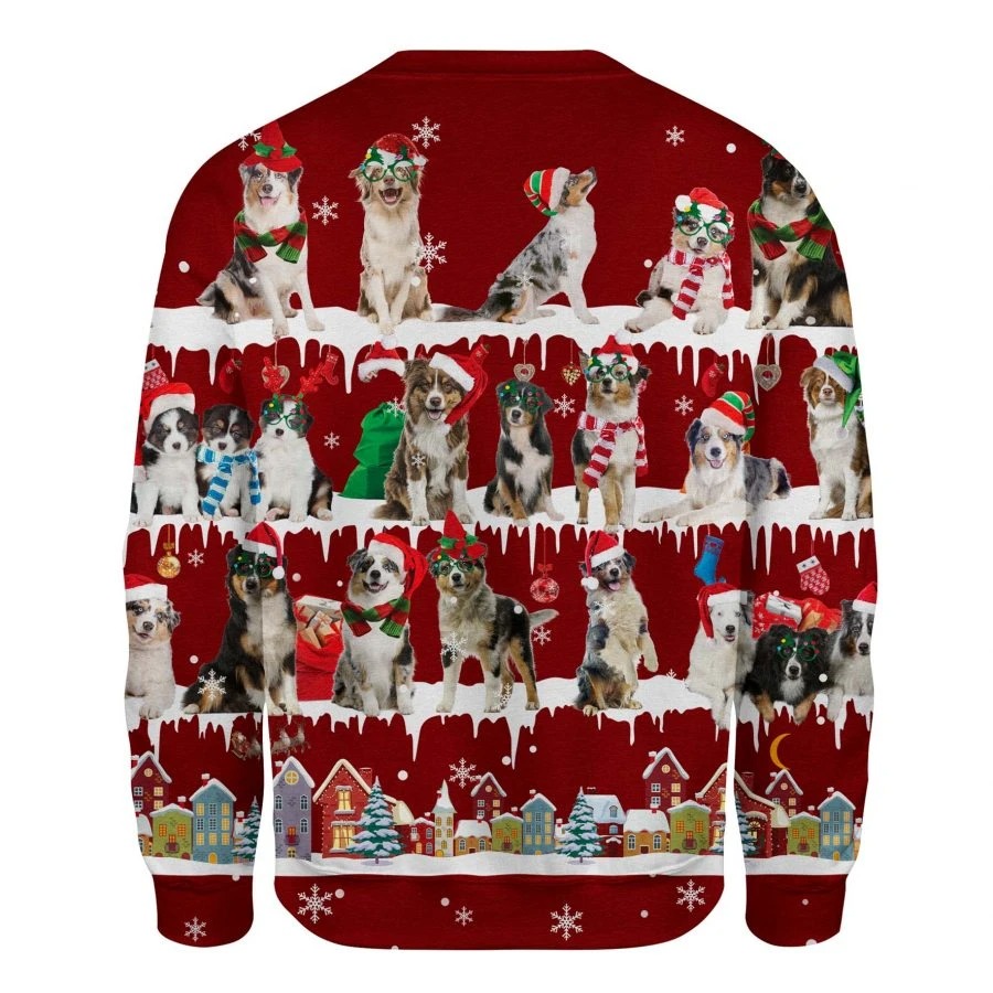 Australian Shepherd Dog snow christmas ugly sweater 2