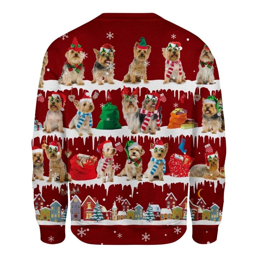 Australian Silky Terrier snow christmas ugly sweater 2