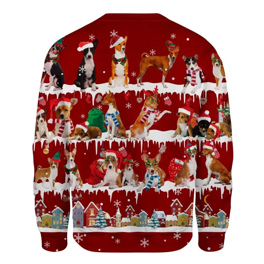 Basenji Dog snow christmas ugly sweater 2