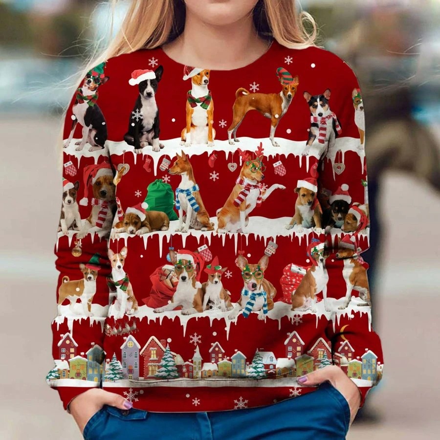 Basenji Dog snow christmas ugly sweater – Hothot 231020