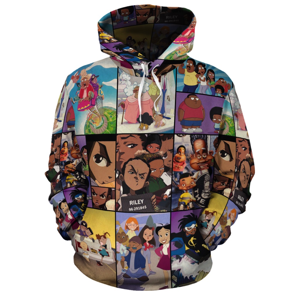 Black cartoons all over printed 3d hoodie and zip hoodie