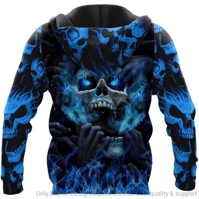 Blue eyes screaming skull personalized custom name 3d hoodie