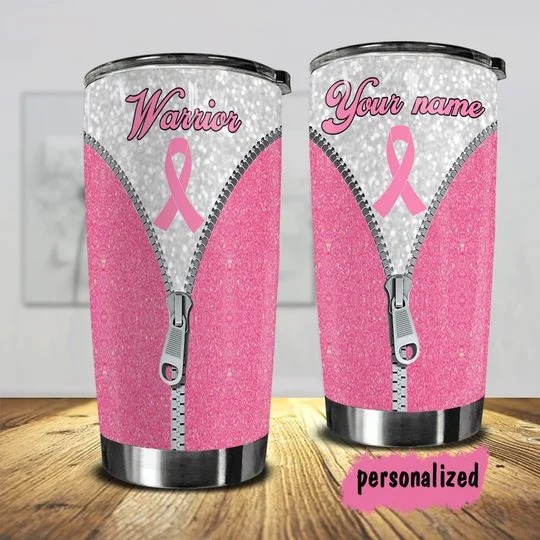 Breast cancer warriors personalized custom name tumbler