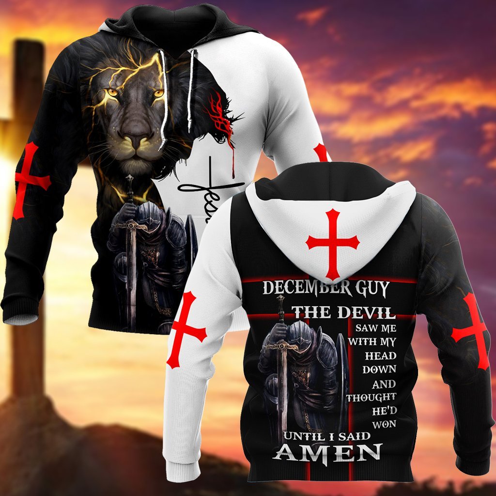 December Guy The devil saw me with my head down Amen 3D All Over Printed Hoodie – TAGOTEE