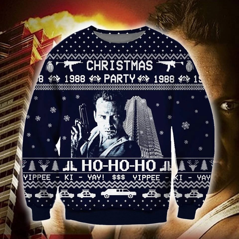 Die hard Christmas party ho ho ho ugly Christmas sweater