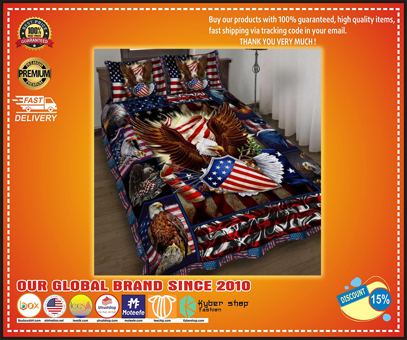 Eagle american flag bedding set