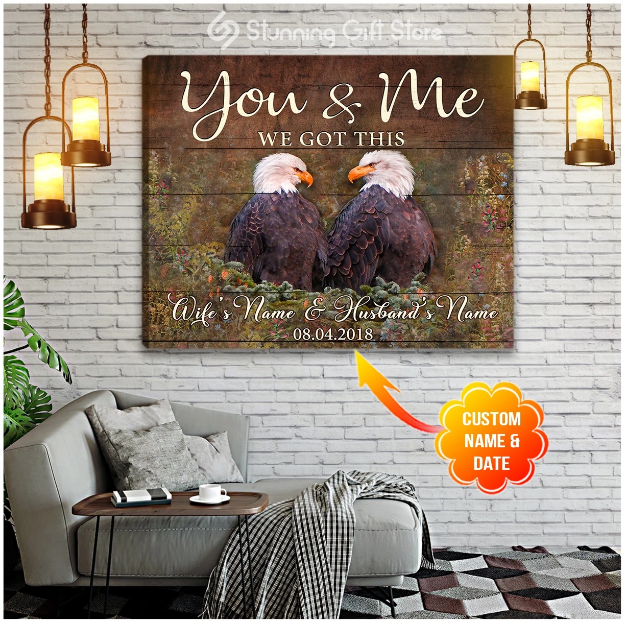 Eagle you and me we got this custom name and date canvas prints 4