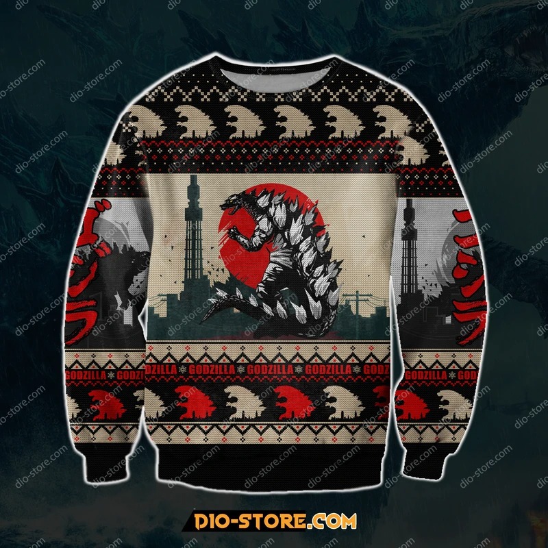 Godzilla ugly Christmas sweater sweatshirt