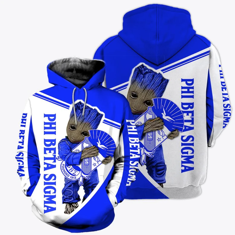 Groot hug Phi Beta Sigma all over printed 3D hoodie