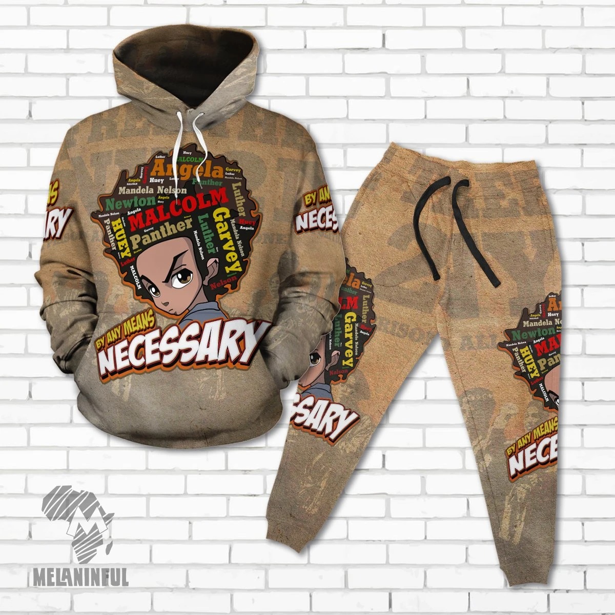 HUEY FREEMAN BLACK POWER By any means necessary 3D hoodie