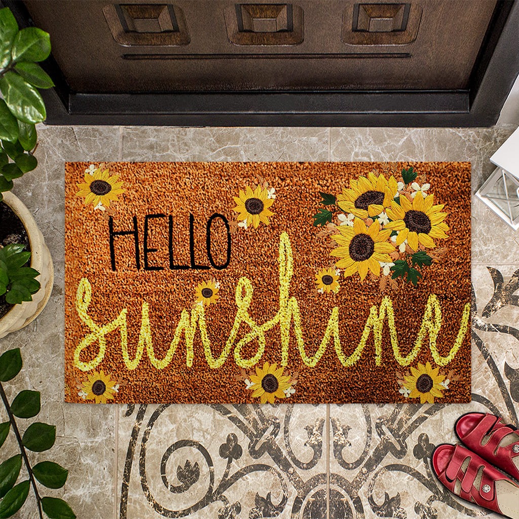 Hello sunshine sunflower doormat