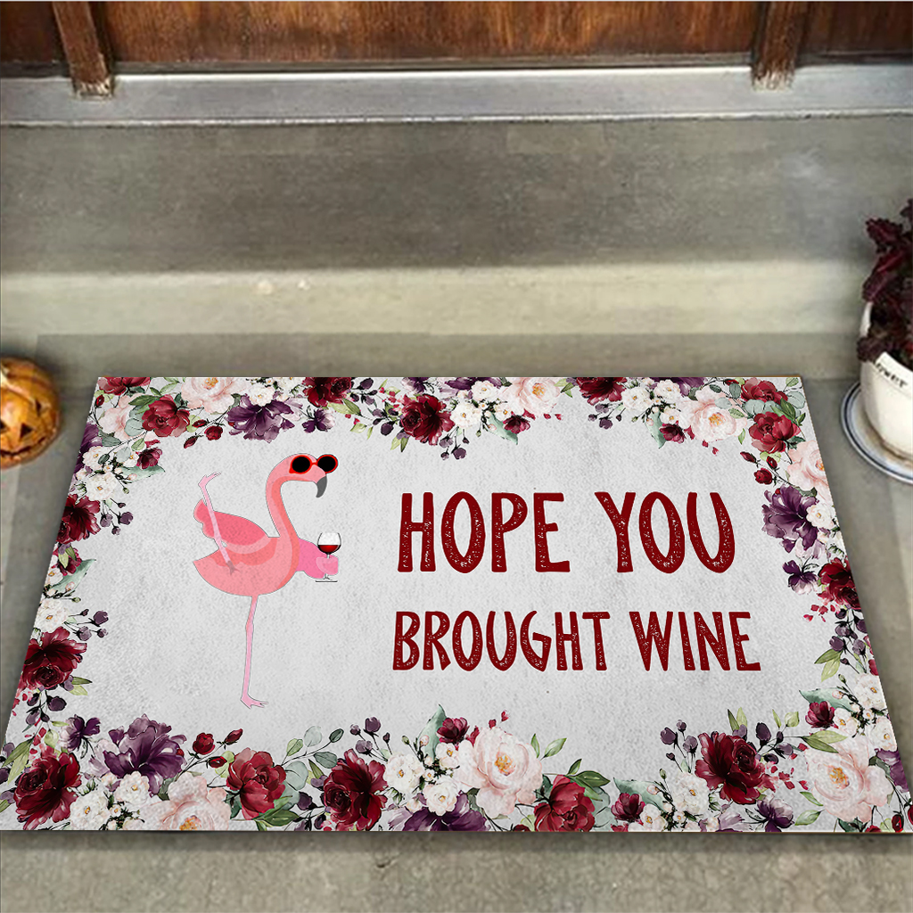 Hope you brought wine Flamingo doormat- pic 1