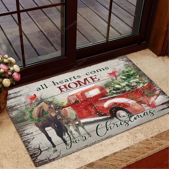 Horse all hearts come home Christmas doormat 4